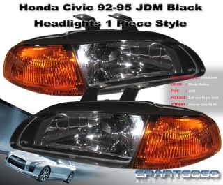 92 93 94 95 Honda Civic EG Sedan 4DR 1pc JDM Headlight Black Amber