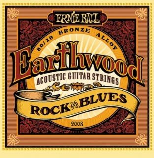  Pack Ernie Ball Earthwood 2008 Rock and Blues Acoustic Guitar Strings