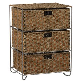  Essentials Woven Seagrass and Rattan Storage Unit Side Table 3 Drawers