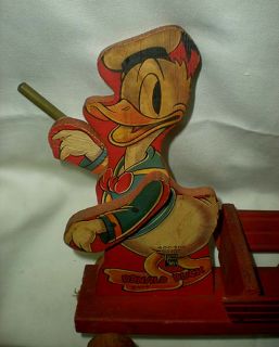 1946 Donald Duck Baton Twirler with Cart Fisher Price 400 500 Pull Toy