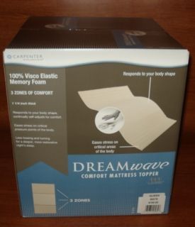 Carpenter Dreamwave Memory Foam Mattress Topper Queen Size Bed 56x76