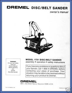 Copy Owners Manual Dremel Disc Belt Sander Model 1731