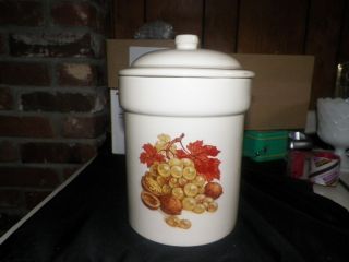 Vintage Crockery Inc Pottery Canister 960 Grapes Nuts and Fall Leaves