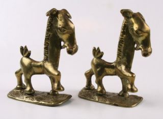Vintage Brass Donkey Statues Pair of Quirky Unique Antique Book Ends