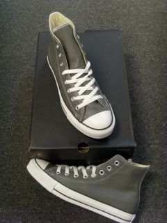 New Converse Chuck Taylor Leather Hi Top Sneakers Grey White Blue Red