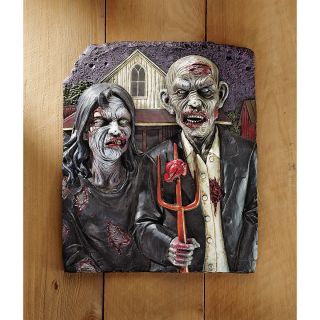 The Walking Dead Gothic Flesh Hungry Zombie Couple Pitchfork Wall
