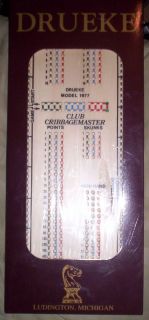 DRUEKE MODEL 1977 CLUB CRIBBAGEMASTER CRIBBAGE BOARD NEW IN BOX