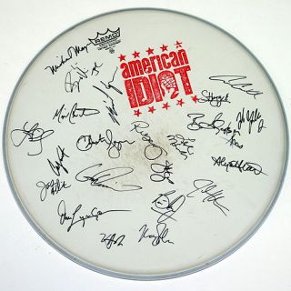Bway American Idiot Green Day Cast Sign LG Drum Head