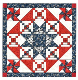 Easy Quilt Kit Patriotic Star Medall Pre cut Fabric Ready To Sew Red