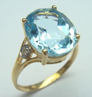 00ctw Blue Topaz Solitaire Ring Solid Yellow Gold