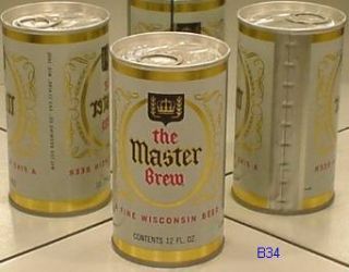 Master Brew Beer s s Can Walter Eau Claire Wisc B34BO
