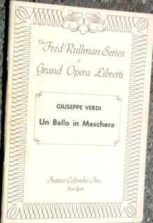 Libretto Un Ballo in Maschera Verdi Italian English Opera Lyrics