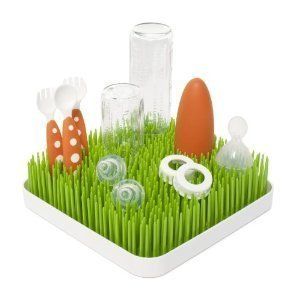 New Boon Grass Countertop Bottle Drying Rack Spring Green and White