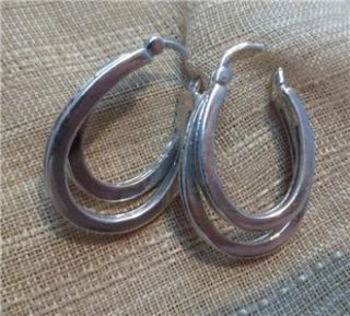 sterling silver double row 42ct diamond hoop earrings
