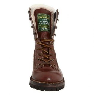 New Italy $1160 Dsquared2 Ankle Work Lace Up Brown Boots 41 8