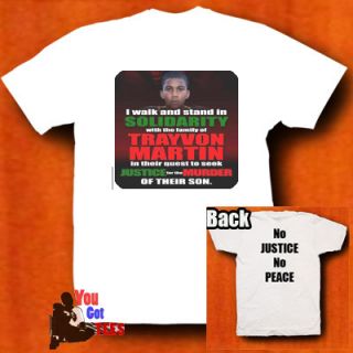 Trayvon Martin Tee Shirt No Justice No Peace T Shirt Florida Teen