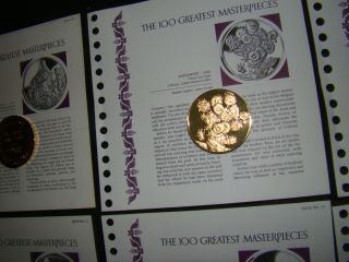 24K Gold on Sterling 100 Masterpieces Sunflowers Medal