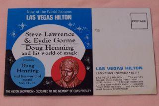  Vegas Hilton Oversized Postcard 1979 Elvis Presley Doug Henning