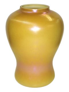 Durand Iridescent Golden Glass Syrup Jar / Vase