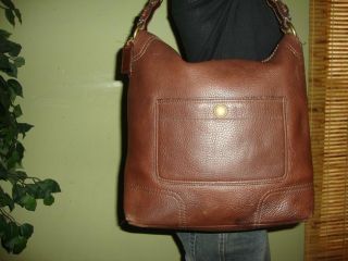 Rustic Brown Leather Coach Chelsea Hobo Shoulder Bag Purse 10948