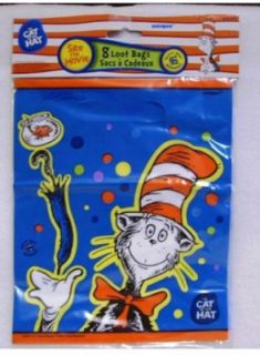 Dr Seuss Cat in the Hat Party Favor Bags 8 Gr8 4 Prizes Birthdays