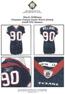 Mario Williams Game Used Jersey Season Texans Game Worn