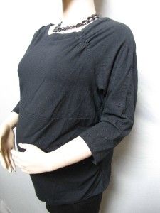 NWT DUO STYLISH & HIP BLACK RUCHED SHOULDERS & SIDES MATERNITY TOP XL