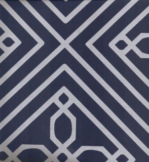  Navy Blue White Blueprint Geo Quality Luxury Fabric Shower Curtain NEW