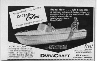  Vintage Ad Duraglas 15 Custom Runabout Boats Duracraft Monticello,AR
