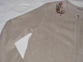 New Croft Barrow Womens Embroidered Fleece Cardigan Size XL 16 18