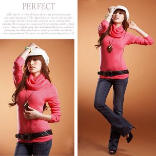 Womens Turtle Neck Sweater Bottoming Shirt Slim Fit Long Sleeve