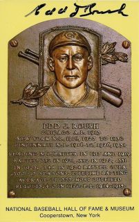  Edd Roush Signed Hall of Fame Postcard