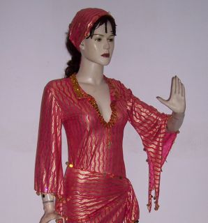 Belly Dance Baladi Saidi Galabeya Dress Costume with Hip Head Scarf