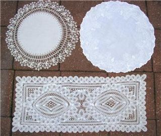 Three Vintage Doilies Table Runner Dresser Scarf Tape & Needle Lace
