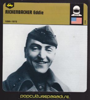 Eddie Rickenbacker Car Auto Racing History Card Pilot