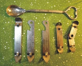 Lot of 6 Vintage Beer Openers Circa 1950s Grouping