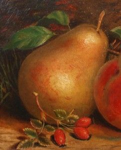 Antique Major American Talent Fruit Still Life 19th C Oil Painting