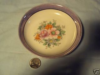 Antique Opalescent Lavender Handpainted Bowl Japan Red