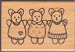 Azadi Earles Rubber Stamps Stamp 3 Three Bunnies