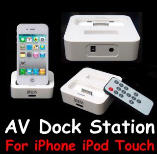 AV Dock Station Video to TV Remote Charger For Apple iPhone 4 4S iPod