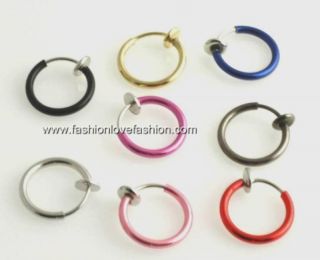 1pair Spring Clip on Hoops Earrings 8 Colors ½ or 13mm
