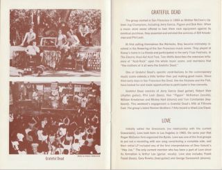  BROTHERS BAND Grateful Dead FILLMORE EAST Program ALSO Love & A.Lee