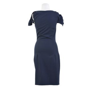 Dsquared Dark Blue Wool Stretch Knee Length Dress US s EU 40