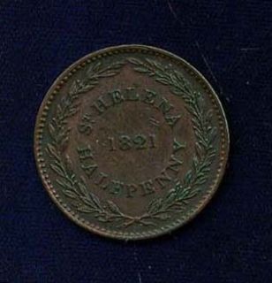 Saint Helena British East India 1821 Half Penny Coin