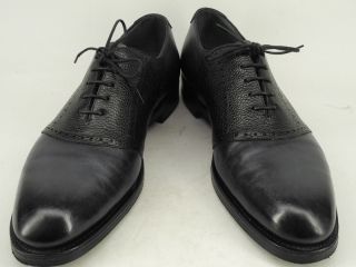 Mens shoes navy blue black leather Edward Green 10 5 D saddle oxford