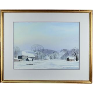 Edward Emerson Winter Snow Farmstead Surrey Painting