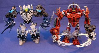 LEGO Bionicle CUSTOM BUILDS 2 FIGURES from an expert builder BLUE RED