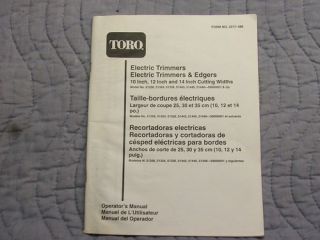 Toro Electric Trimmers Owners Manual Model No 51256 51324 51326 51443