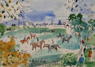 RAOUL DUFY ASCOT WATERCOLOR GALLERY STAMP REVERSE ALFRED POYET