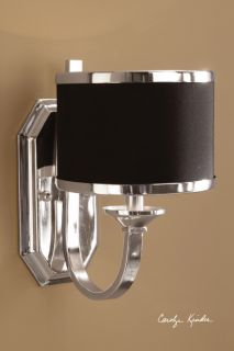 Electric Wall Sconce Light Modern Silver Plated Sleek Black Shade